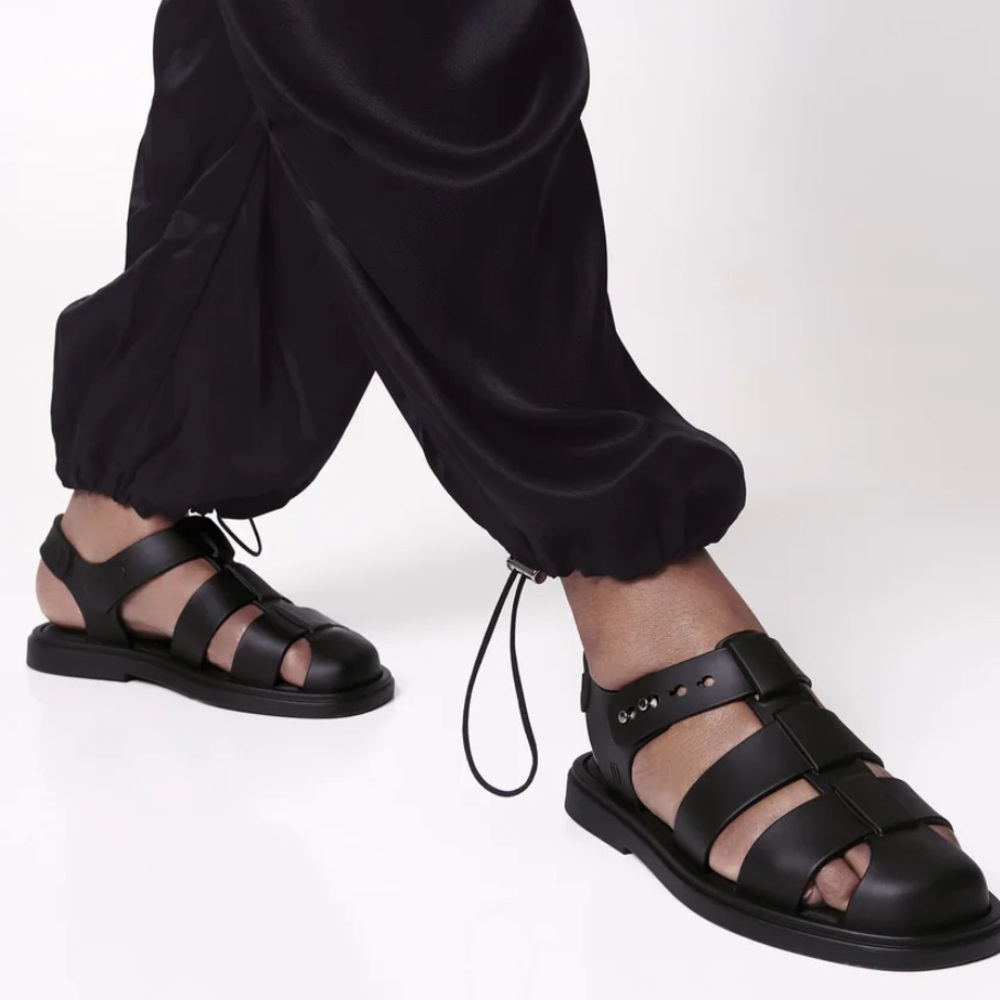 Melissa Black Strappy Fisherman Sandals
